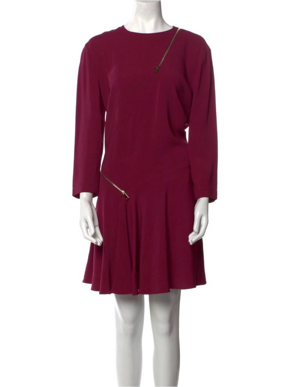 Stella McCartney Long-Sleeve Wine Red Fit-and-Flare Dress - Picture 3 of 5